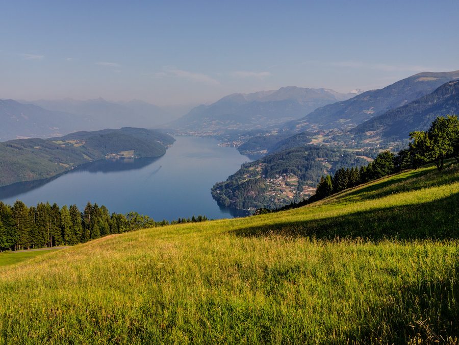 View across Lake Millstätter See toward Goldeck near Spittal an der Drau.