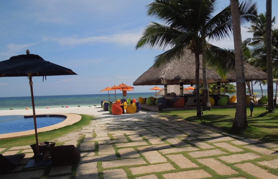 Coastal landscape with a bright sandy beach in Barangay Bolod on Panglao