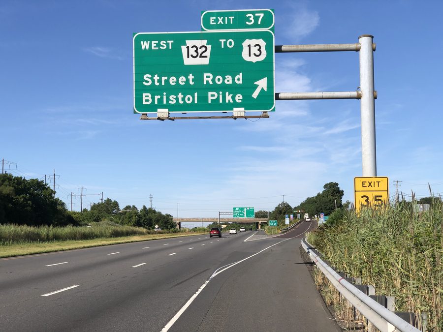 Interstate 95 at Exit 37 near PA 132 in Bensalem Township