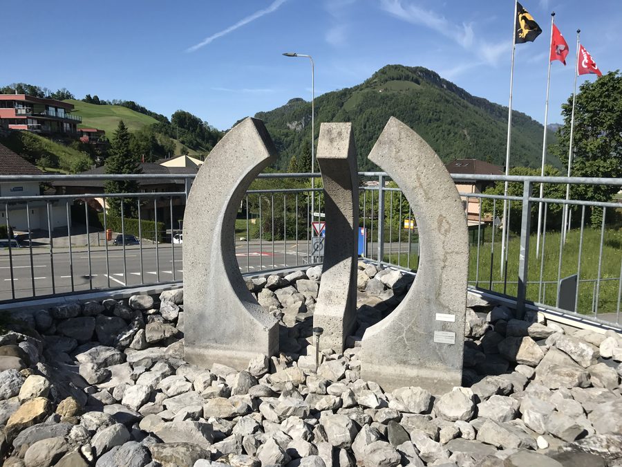 Fountain by the municipal building in Ennetmoos, Nidwalden