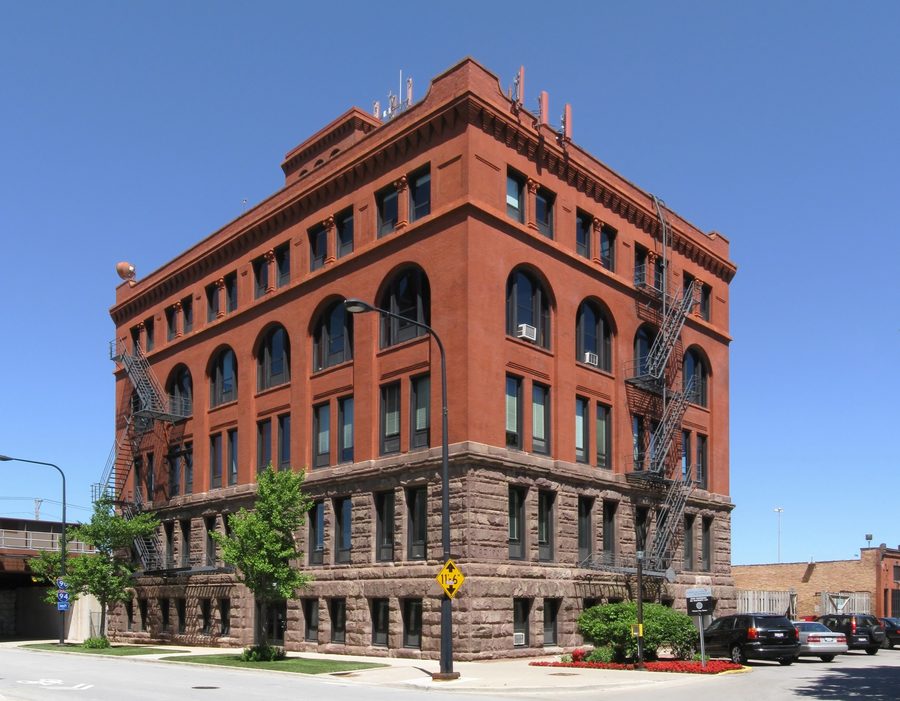 The Machinery Hall at IIT with a historic facade and geometric details.