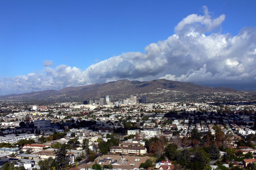 View of the Verdugo Mountains with Glendale in the foreground