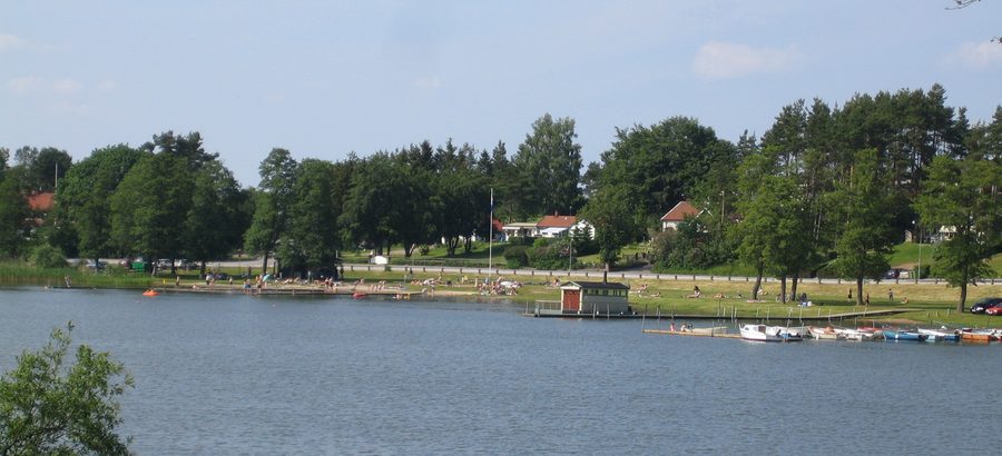 Sövde bathing beach beside Sövdesjön in Sweden