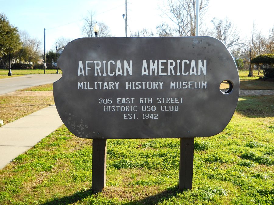 Sign in front of the African American Military History Museum in Hattiesburg, Mississippi
