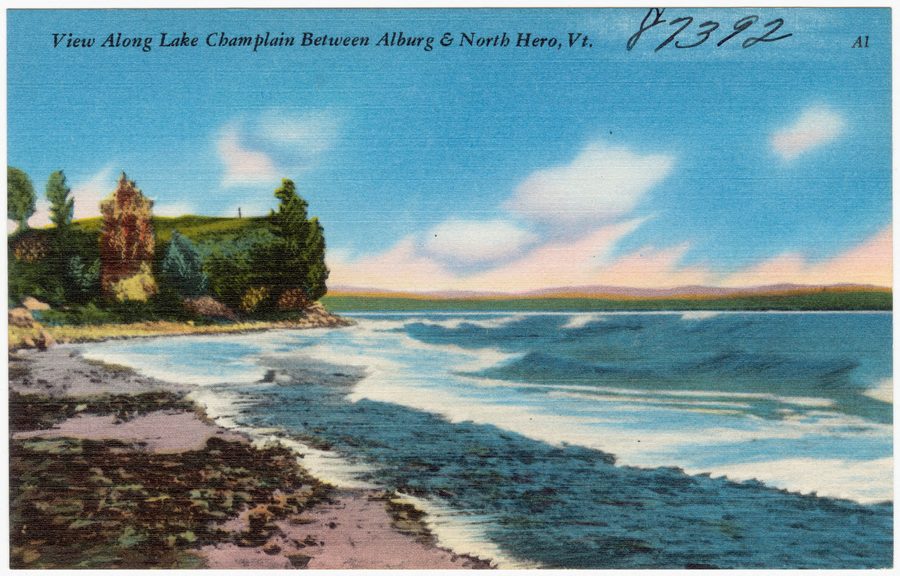 Historical view of Lake Champlain between Alburg and North Hero in Vermont