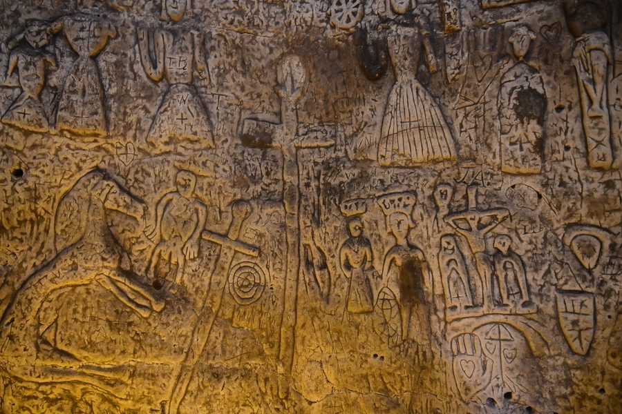 Royston Cave carvings of a horse, Earth Goddess and the Crucifixion