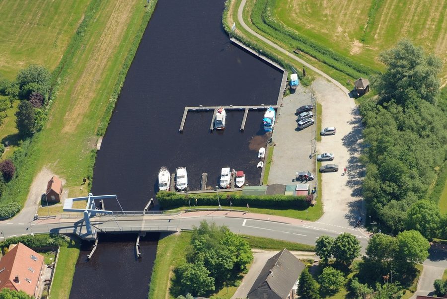 Aerial view of the Dykhausen marina near Sande