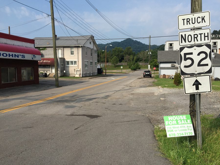 View north along U.S. Route 52 Truck in Williamson, Mingo County, West Virginia