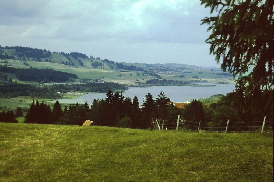 View to the Grüntensee, a lake in Bavaria, Germany