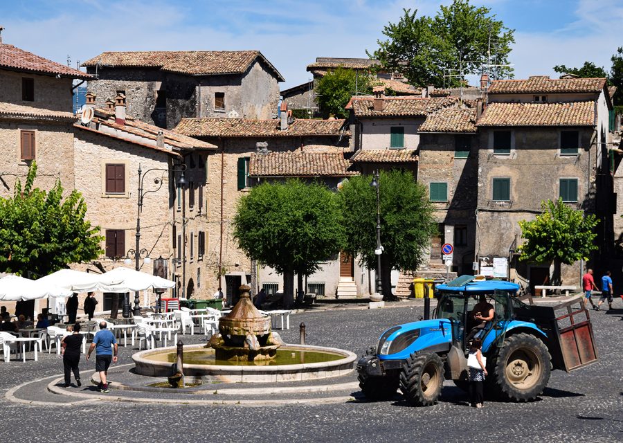 Main square of Anticoli Corrado with the Fountain of Noah's Ark