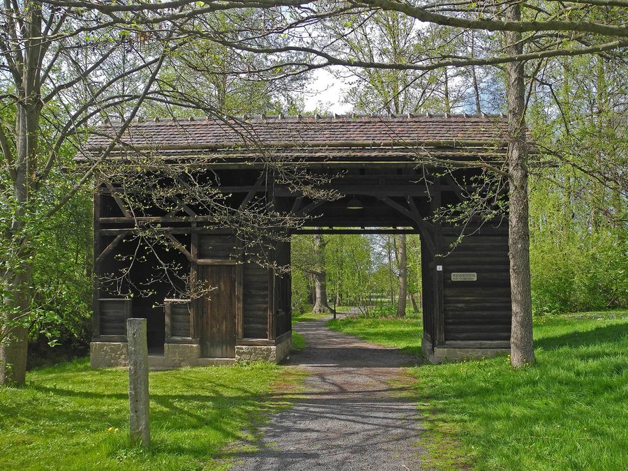 Gatehouse, also called Wendentor, in the park on the main street in Nebelschütz
