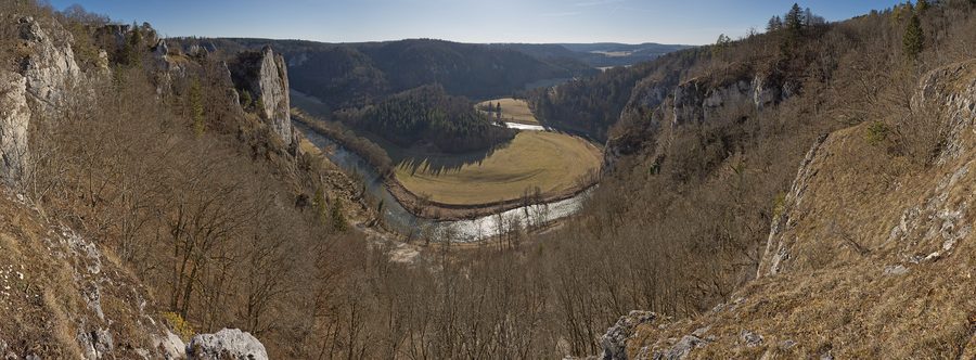 Panoramic view of Stiegelesfels and the Upper Danube Valley in the Upper Danube Nature Park
