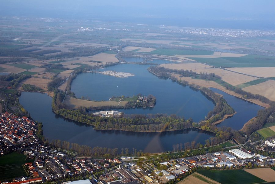 Luftaufnahme des Silbersees bei Bobenheim-Roxheim