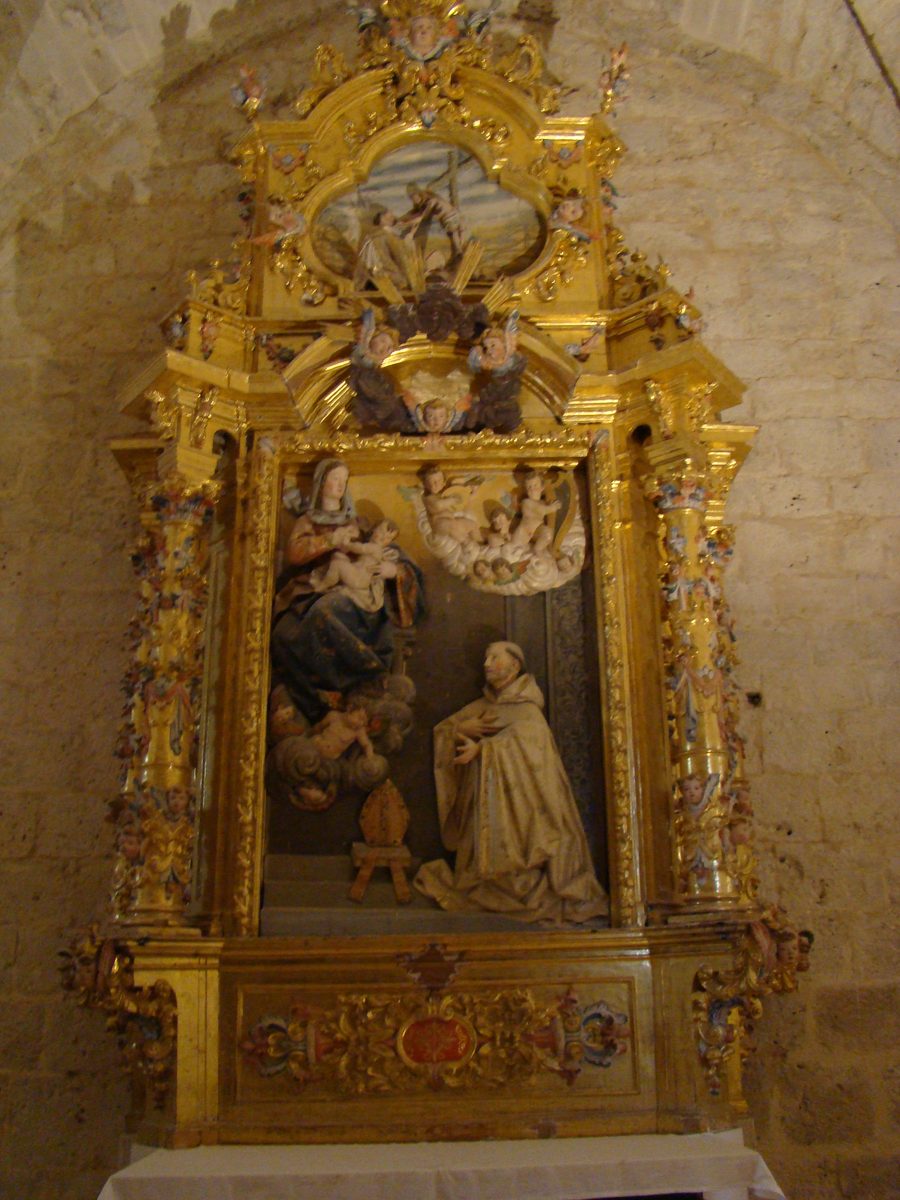 Interior of the Cistercian monastery of Santa MarĂa de Valbuena in Valbuena de Duero, with the altarpiece of Saint Bernard