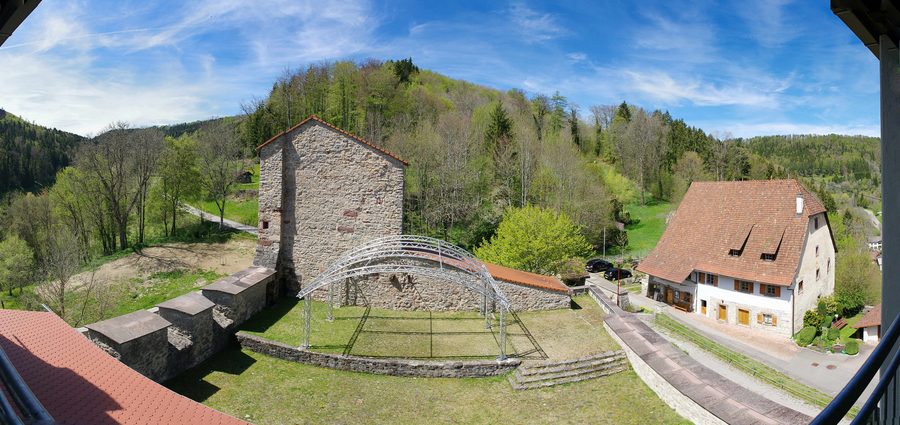 Panorama of the Hohendießen castle ruins near Horb am Neckar