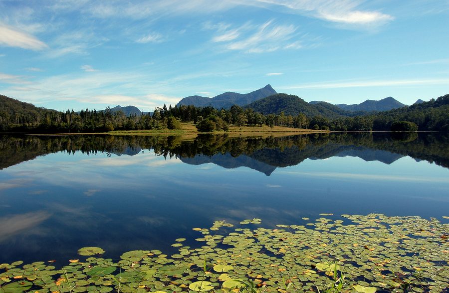 View from Clarrie Hall Dam toward Mount Warning and the Tweed hinterland landscape