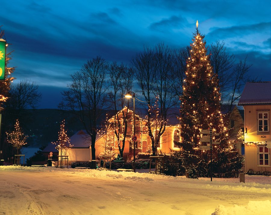 Christmas decorations on the square in Drøbak