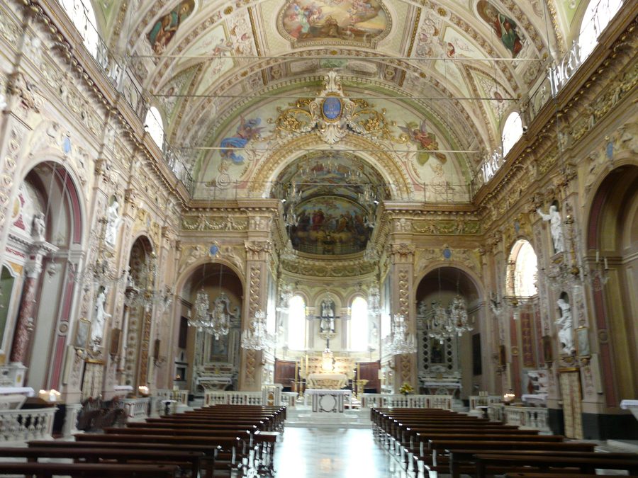 Interior of the church of Sant'Ambrogio in Uscio, Liguria