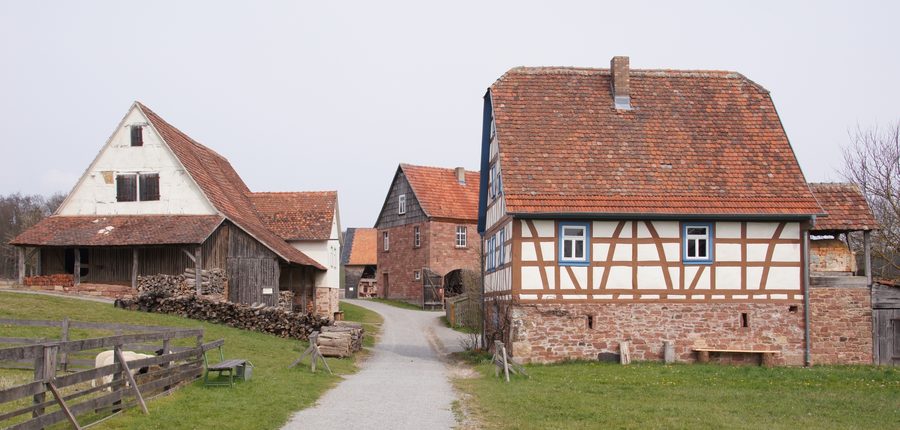 Historic buildings at the Odenwald Open-Air Museum in Gottersdorf near Walldürn