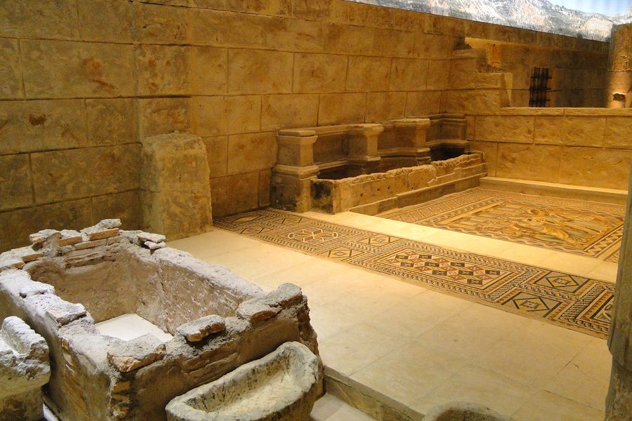 Archaeological mosaics and relics in the Zeugma Mosaic Museum in Gaziantep