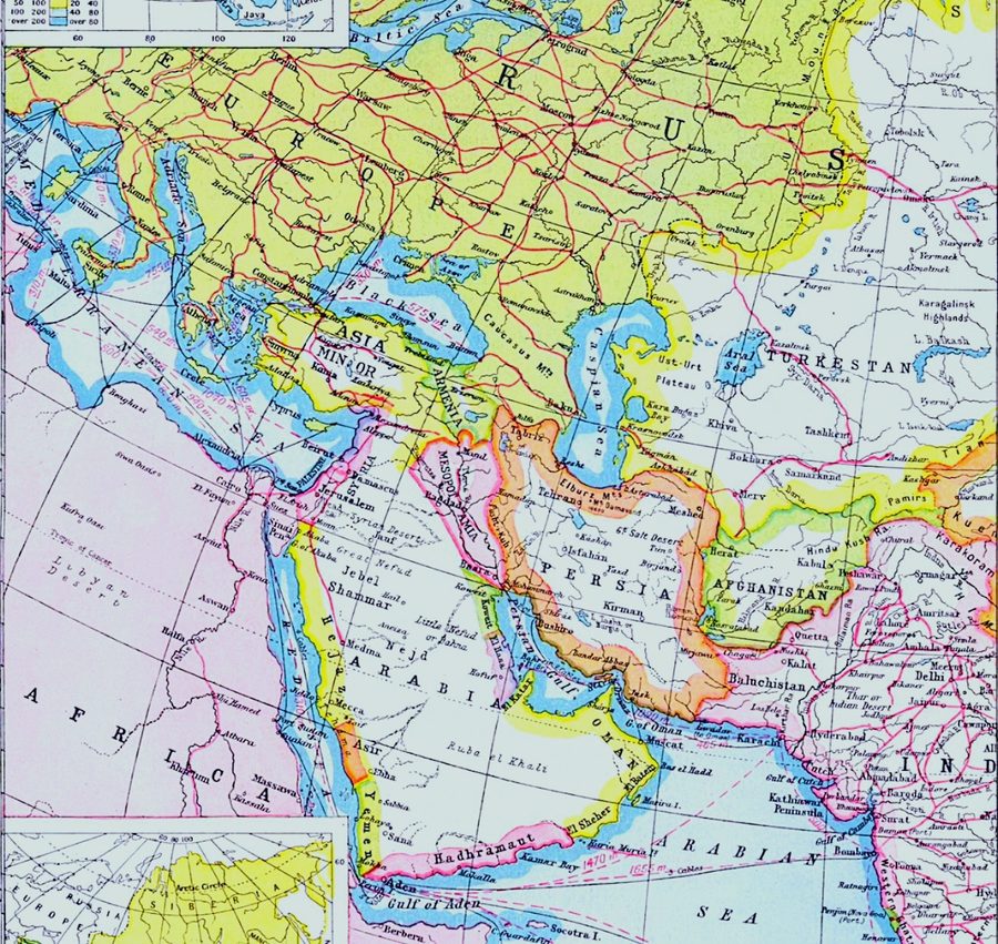 Map of Western Asia and Eastern Europe around 1920.