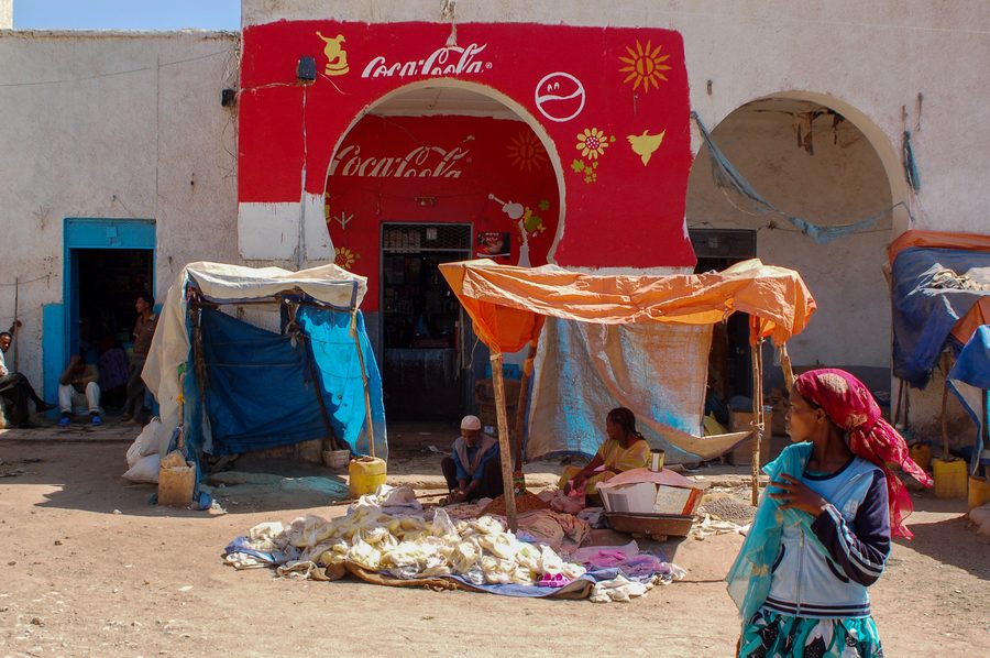 Colorful street scene in Harar