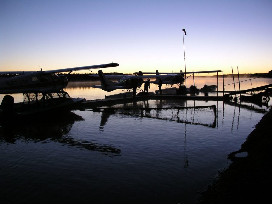 Floatplanes on the Naknek River in King Salmon, Alaska