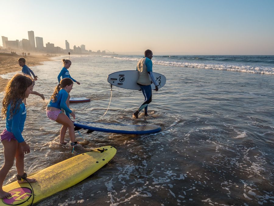 Surfing at Durban beachfront