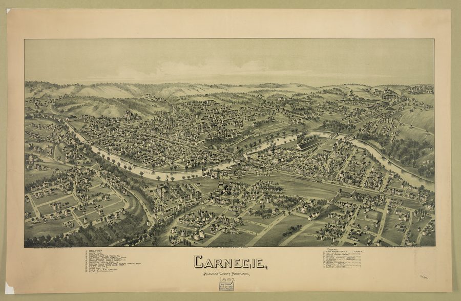 Historische Ansicht von Carnegie in Pennsylvania, USA