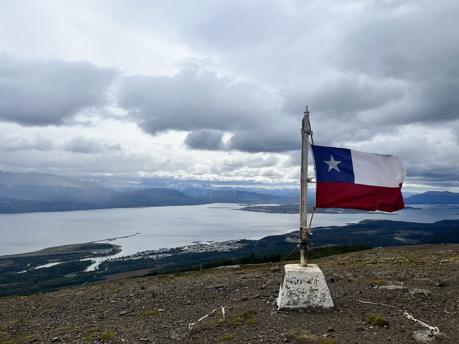 Puerto Williams with town, harbor, and airport on Navarino Island, Chile