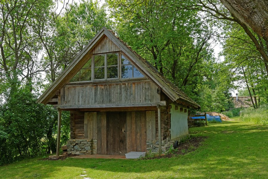 Historic granary building in the Gerersdorf open-air museum near Güssing