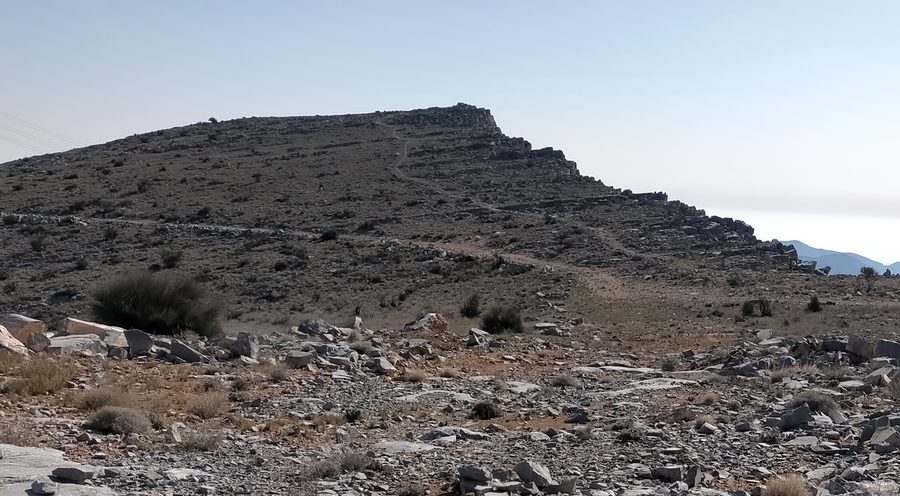 View of the summit of Jebel Jais in the Hajar Mountains of Ras Al Khaimah