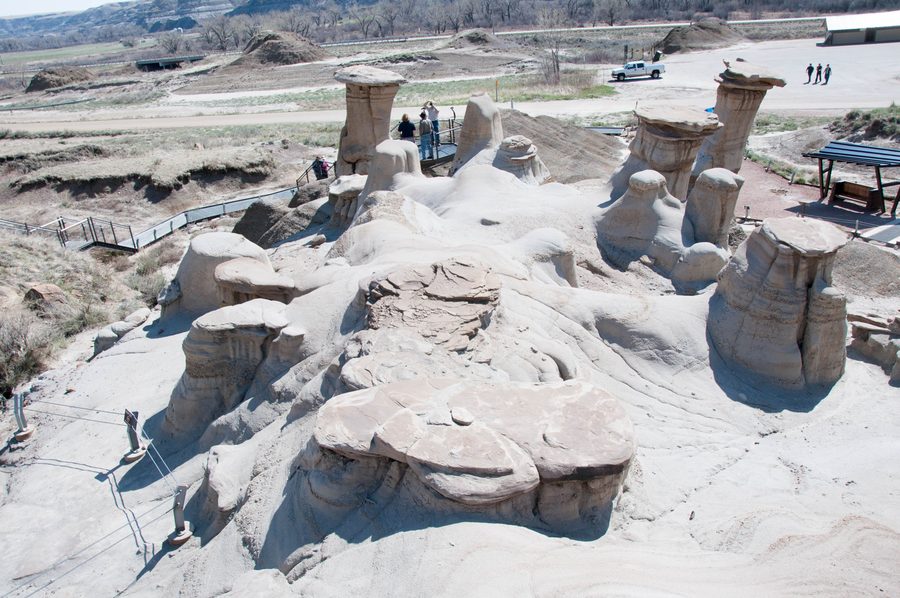 Hoodoos and Badlands landscape near Drumheller in Alberta