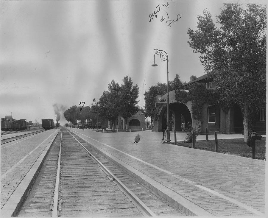 Historic railway station with Harvey House in Belen, New Mexico