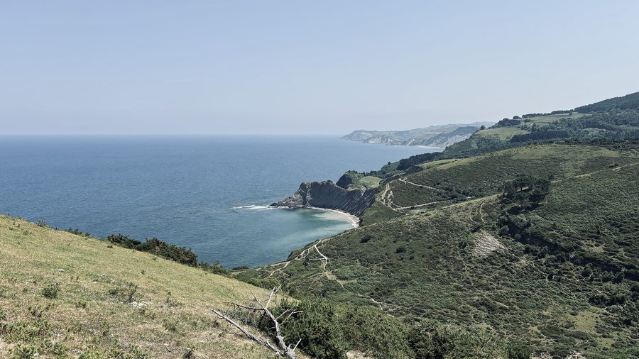 View of the coast of Deba with sea and rocky cliffs