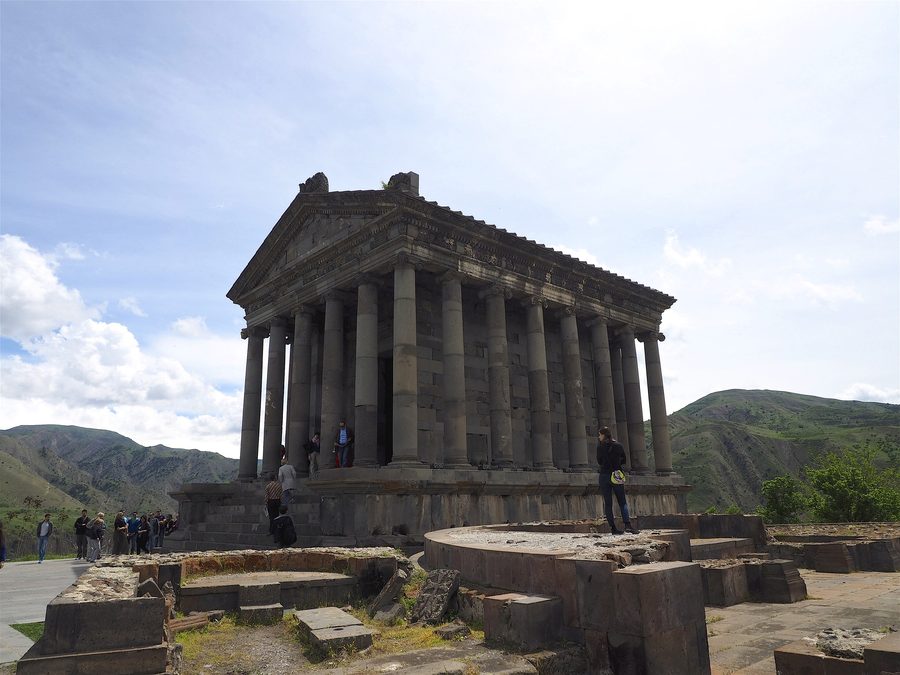 Ancient Temple of Garni with classically influenced columns in Armenia