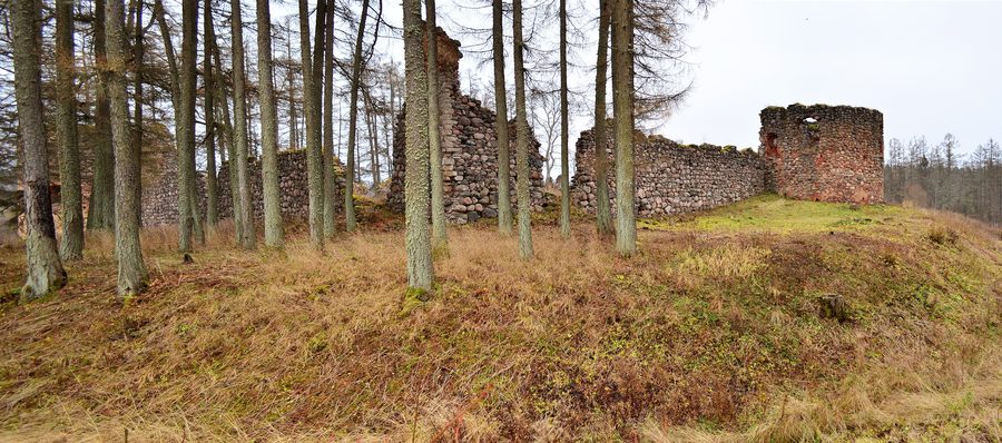 Ērģeme Castle ruins with the remaining medieval walls
