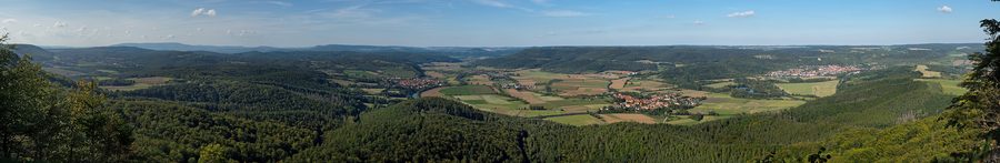 Panoramic view from the Heldrastein over the landscape of the Werra valley