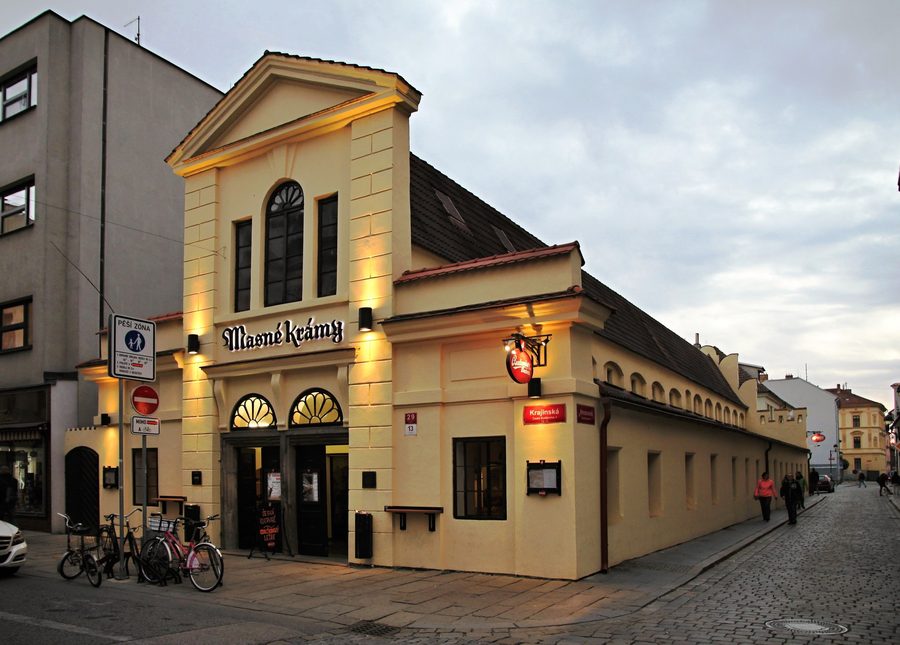 Historic Masné krámy in Krajinská Street in České Budějovice