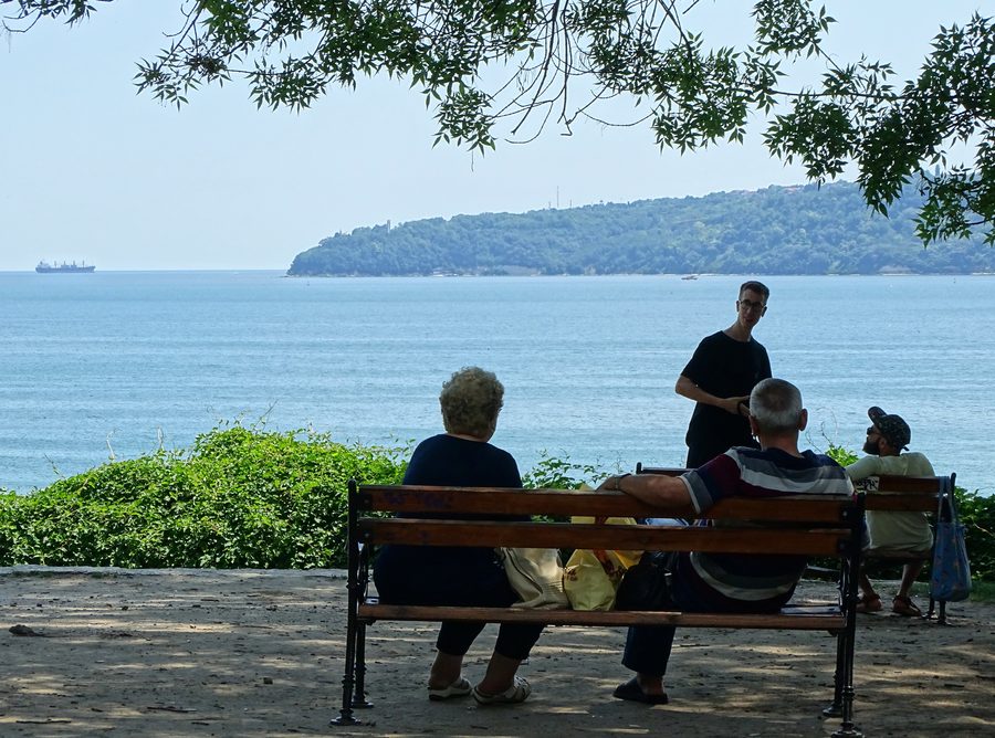 Scene in Varna’s Primorski Park with the Black Sea in the background