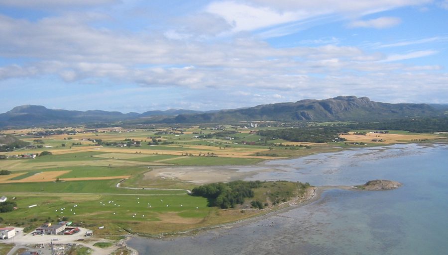 Landscape view of Bruholmen and parts of Opphaug, Austrått and Rusaset in Ørland, Norway