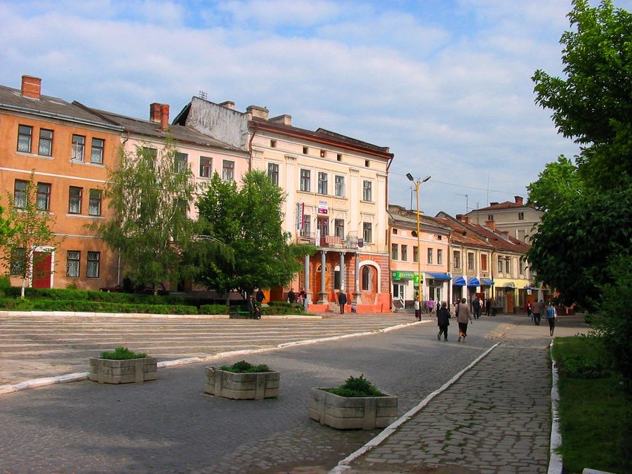 Rynok square in Berezhany city, Ternopil region, western Ukraine