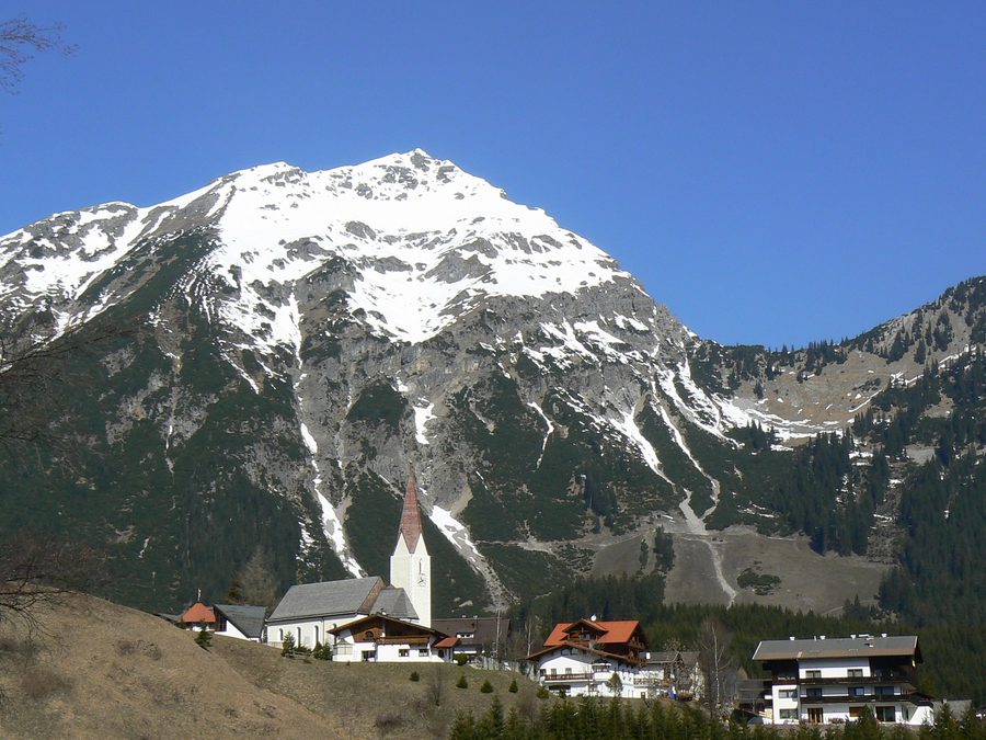 Mountain landscape near Berwang in Tyrol with the Thaneller
