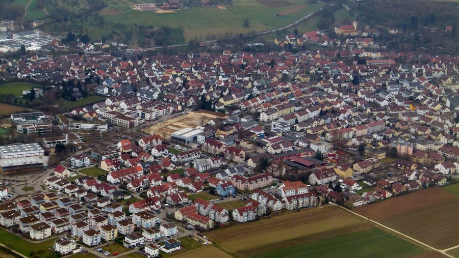 Aerial view of Denkendorf in Württemberg