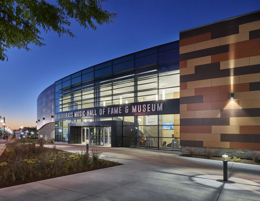 Exterior of the Bluegrass Music Hall of Fame & Museum in Owensboro, Kentucky