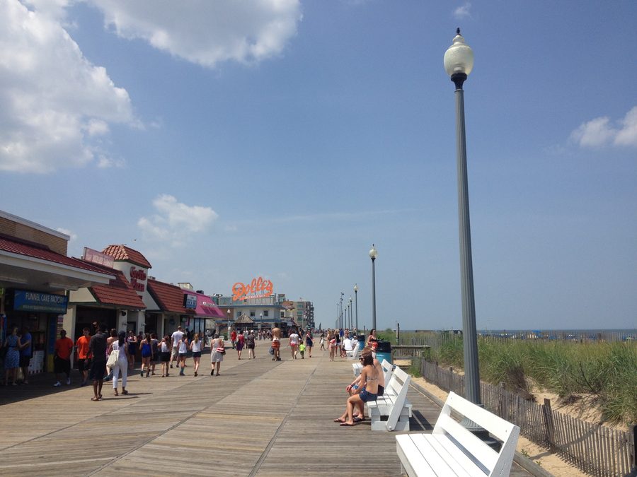 The boardwalk at Rehoboth Beach looking north toward Rehoboth Avenue.