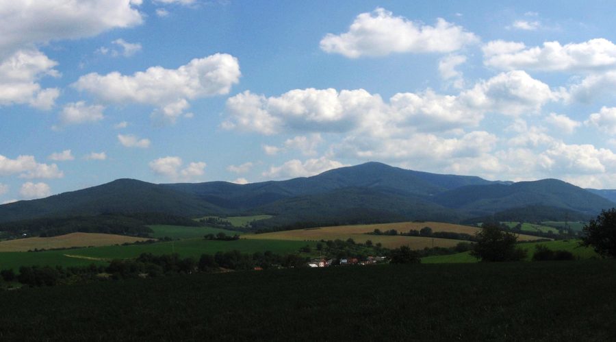 View of the Považský Inovec Mountains from the north near Trenčianske Stankovce, Slovakia