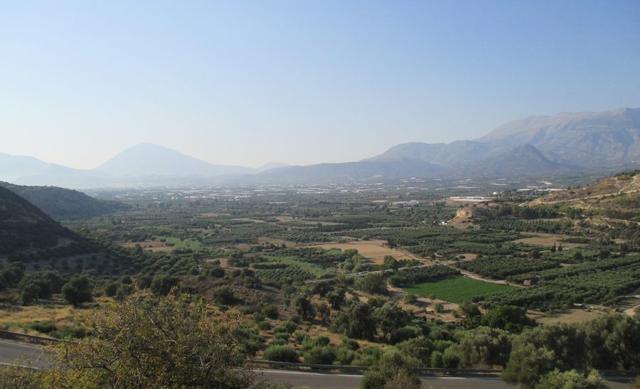 View over the Messara plain on Crete from the Palace of Phaistos