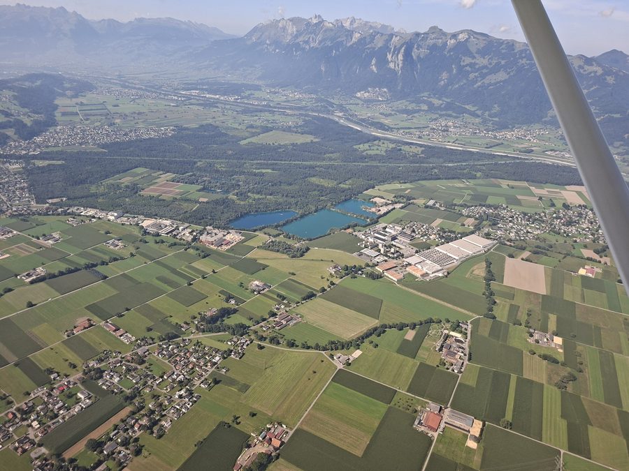 Aerial view of Feldkirch, Rankweil, and the Vorarlberg Rhine Valley