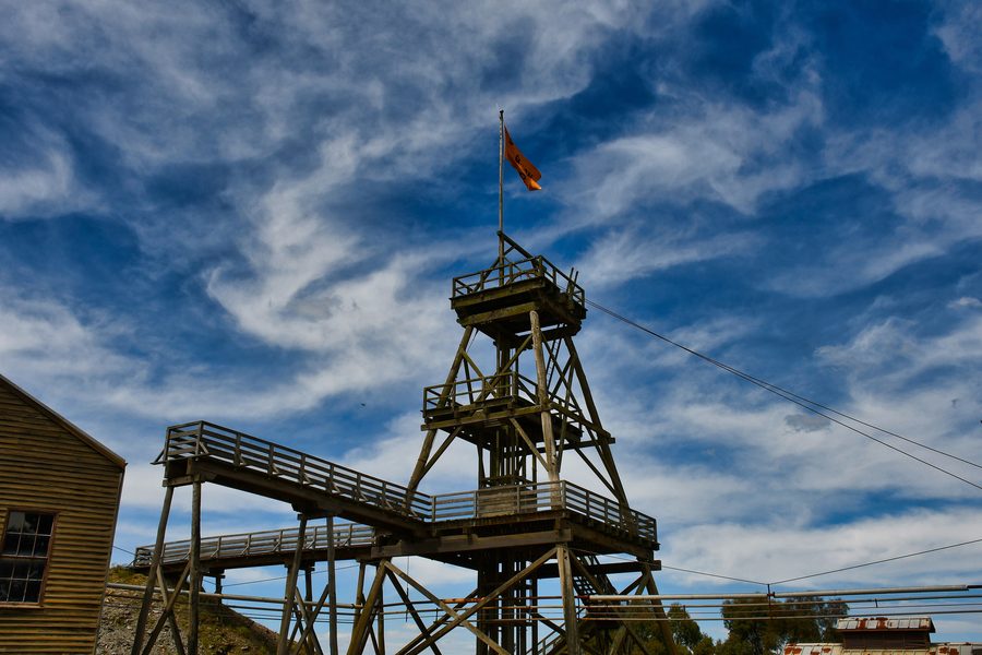 Historic poppet head on Sovereign Hill in Ballarat
